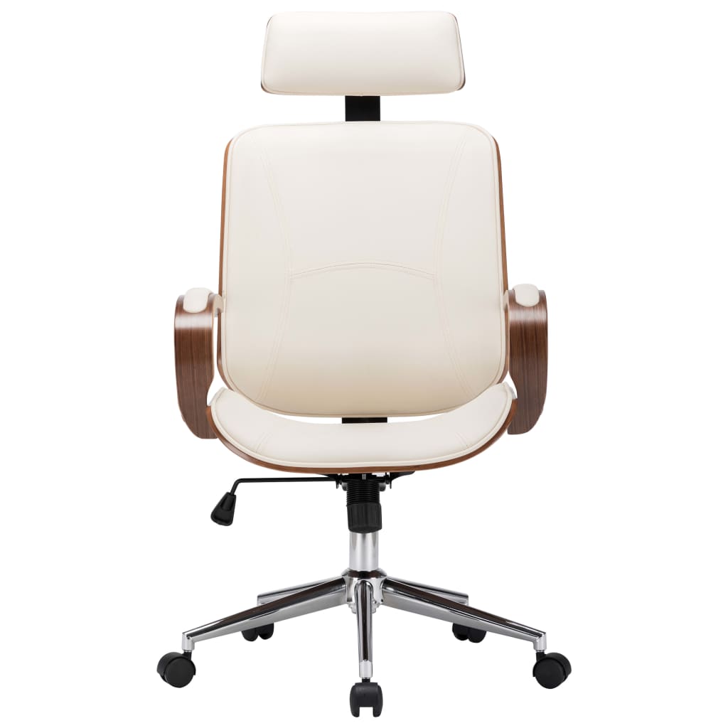 vidaXL Swivel Office Chair with Headrest Seat Bentwood Artificial Leather-11