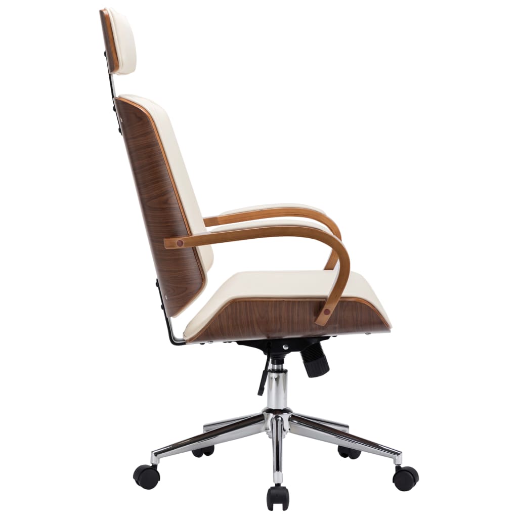 vidaXL Swivel Office Chair with Headrest Seat Bentwood Artificial Leather-12