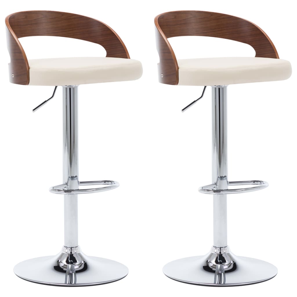 vidaXL Bar Stools Counter Chair with Footrest for Dining Room 2 Pcs Bent Wood-26