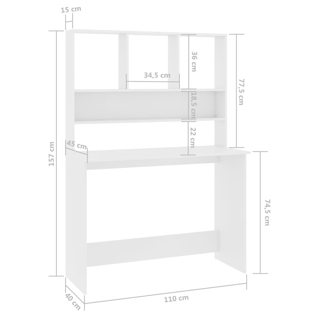 vidaXL Desk Computer Desk Workstation Table for Living Room Engineered Wood-13