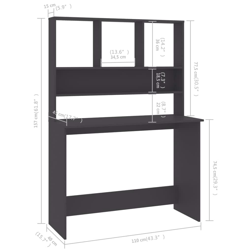 vidaXL Desk Computer Desk Workstation Table for Living Room Engineered Wood-2