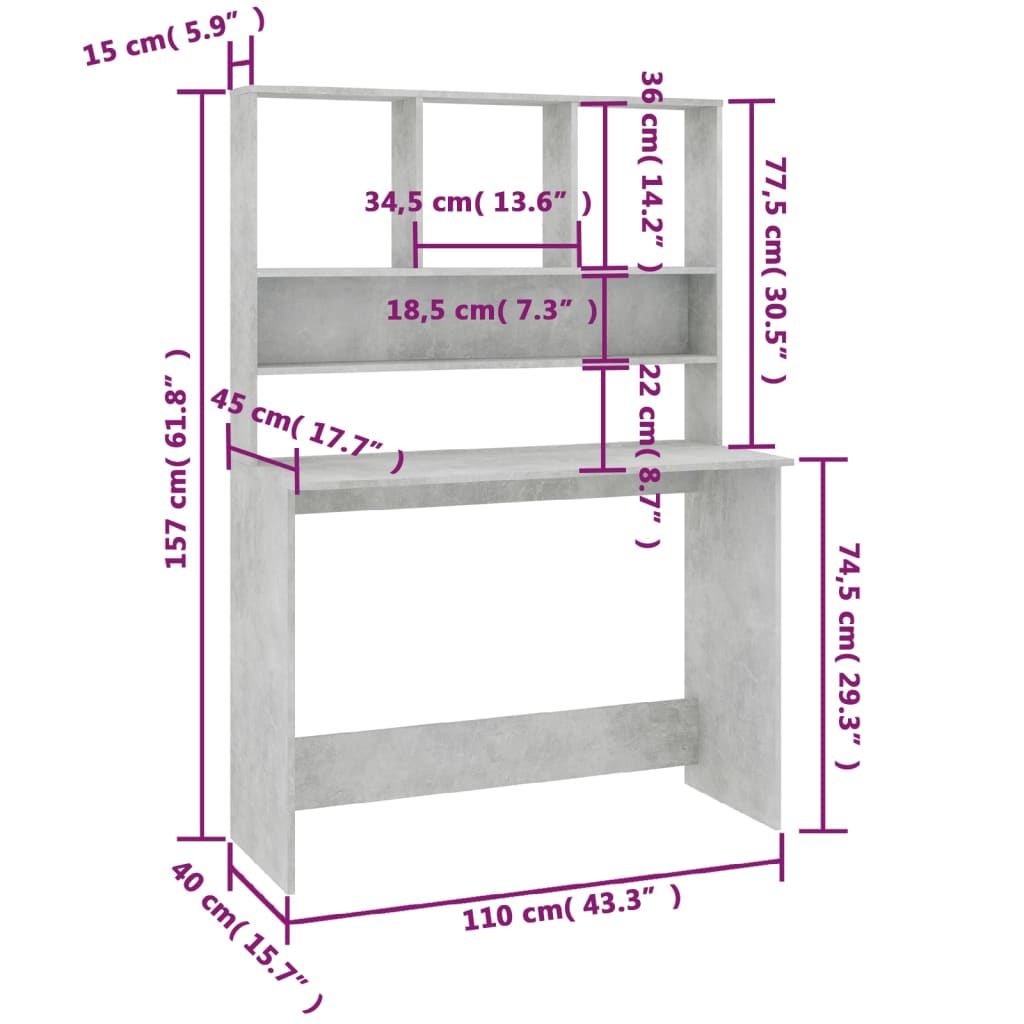 vidaXL Desk Computer Desk Workstation Table for Living Room Engineered Wood-38