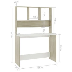 vidaXL Desk Computer Desk Workstation Table for Living Room Engineered Wood-45