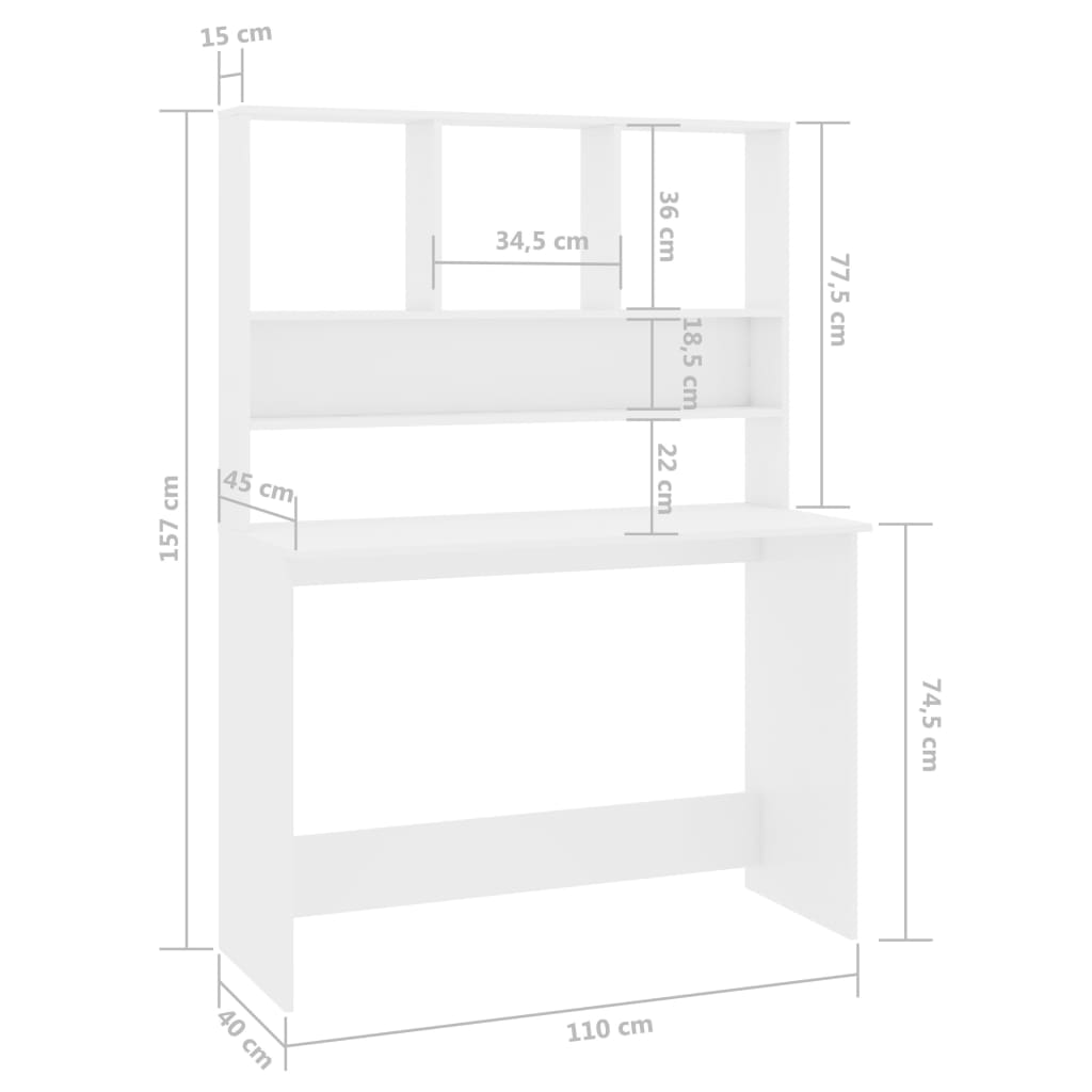 vidaXL Desk Computer Desk Workstation Table for Living Room Engineered Wood-3