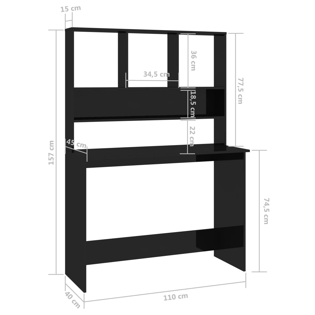 vidaXL Desk Computer Desk Workstation Table for Living Room Engineered Wood-19