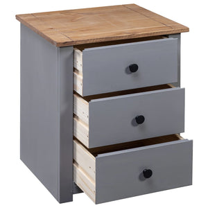 vidaXL Nightstand with 3 Drawers Storage Bedside Table Pinewood Panama Range-12