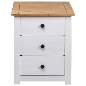 vidaXL Nightstand with 3 Drawers Storage Bedside Table Pinewood Panama Range-4