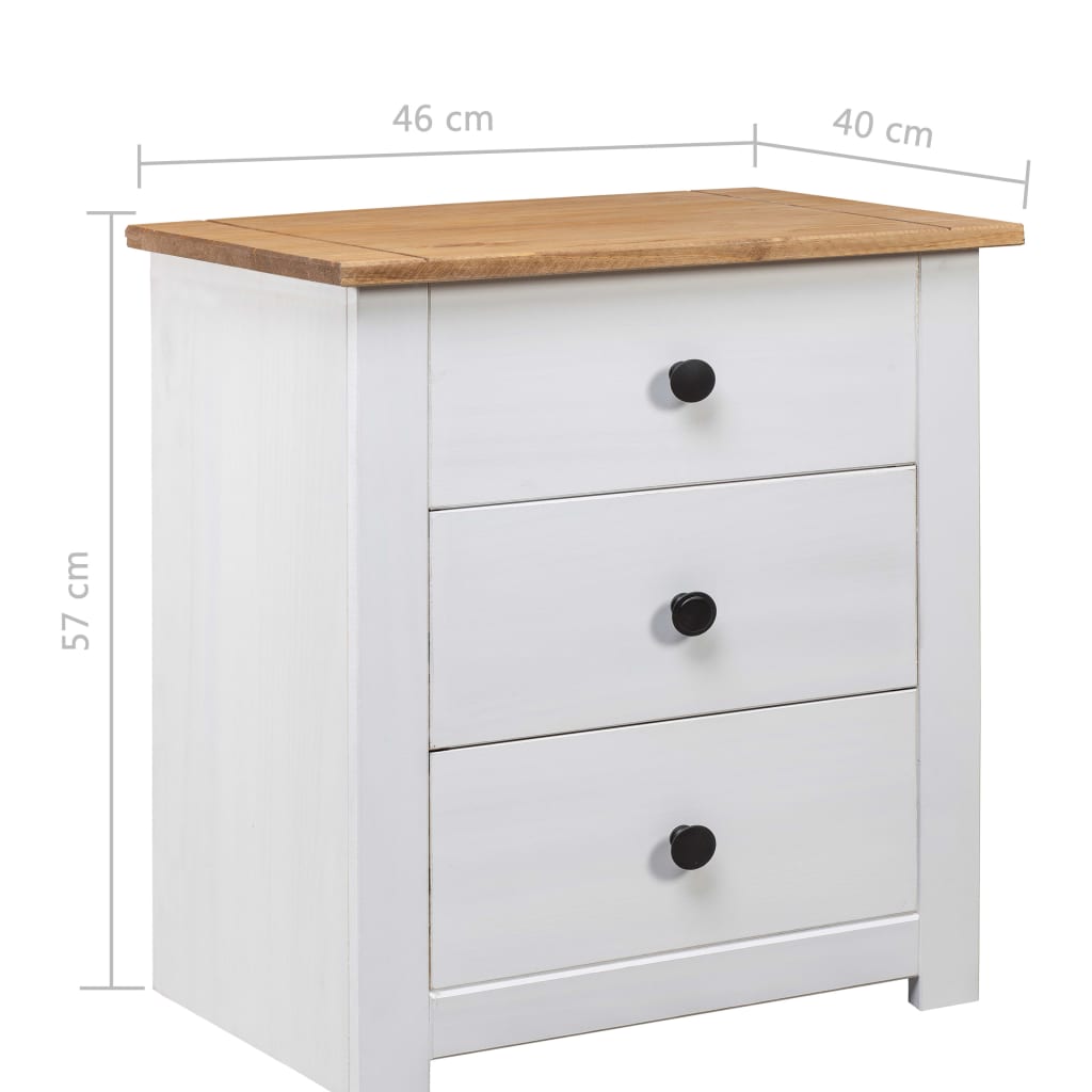 vidaXL Nightstand with 3 Drawers Storage Bedside Table Pinewood Panama Range-10