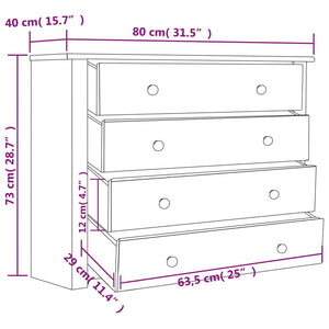 vidaXL Sideboard Storage Cabinet Drawer for Bedroom Side Cabinet Panama Range-4