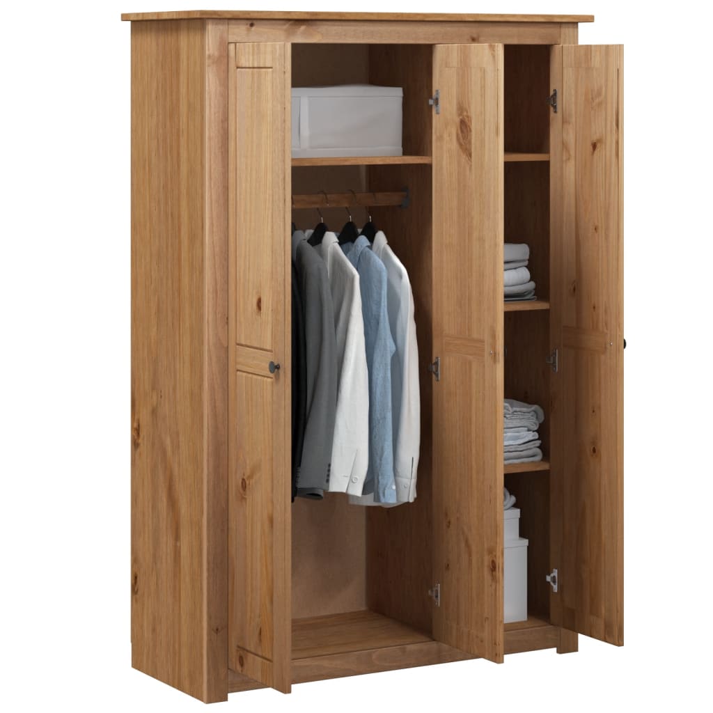 vidaXL Wardrobe Bedroom Clothes Storage Organizer Closet Pine Panama Range-36