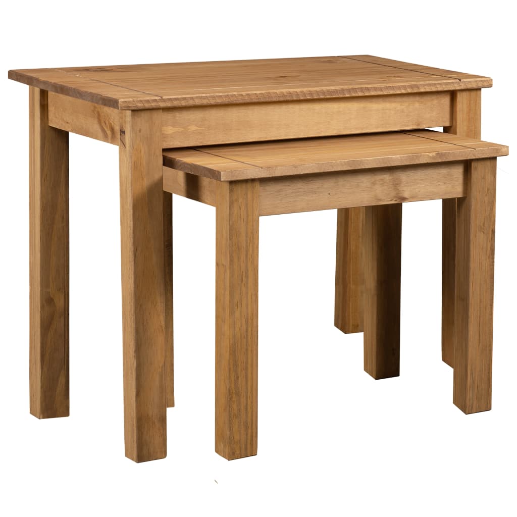 vidaXL Nesting Tables 2 Pcs Coffee End Table Solid Pine Wood Panama Range-0