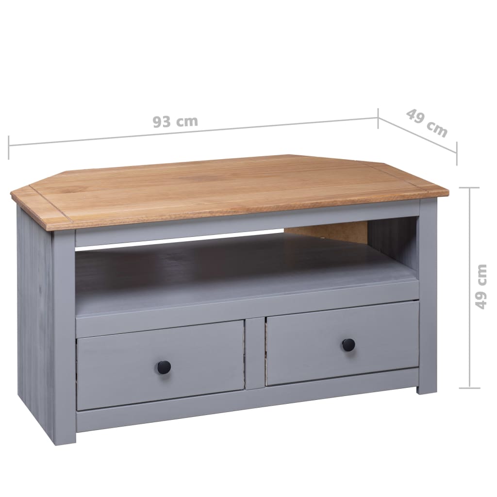 vidaXL Corner TV Stand TV Console Storage Cabinet Solid Pine Panama Range-10