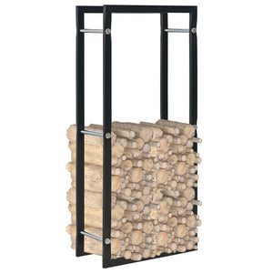vidaXL Firewood Rack with Base Black Steel Organizer Log Holder Multi Sizes-81