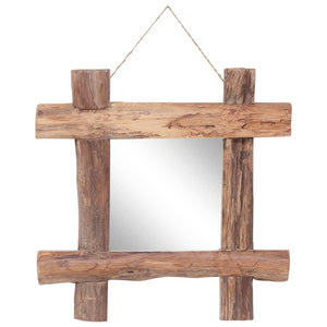 vidaXL Log Mirror Makeup Mirror for Home Hallway Natural Solid Reclaimed Wood-0