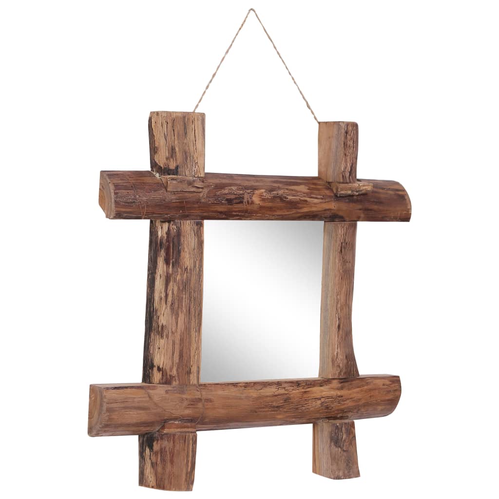 vidaXL Log Mirror Makeup Mirror for Home Hallway Natural Solid Reclaimed Wood-12