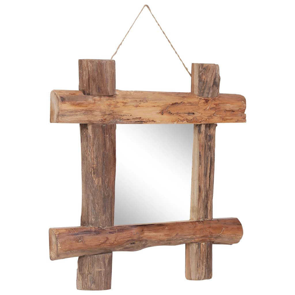 vidaXL Log Mirror Makeup Mirror for Home Hallway Natural Solid Reclaimed Wood-14