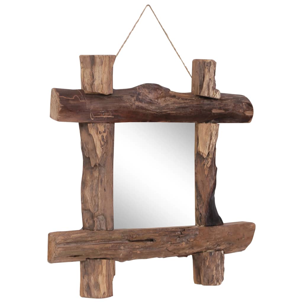 vidaXL Log Mirror Makeup Mirror for Home Hallway Natural Solid Reclaimed Wood-18