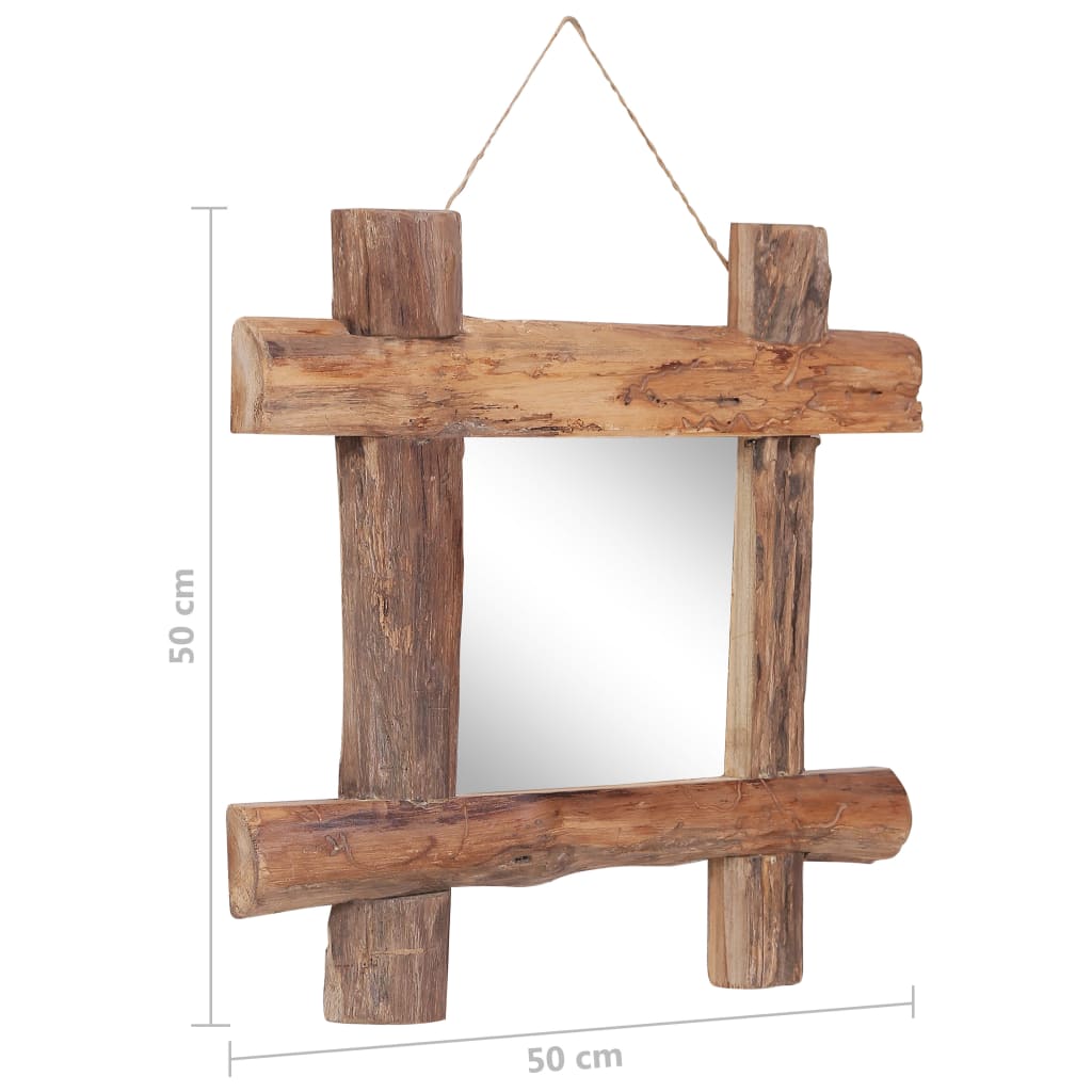 vidaXL Log Mirror Makeup Mirror for Home Hallway Natural Solid Reclaimed Wood-4