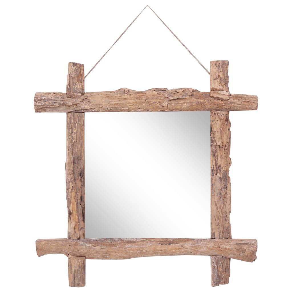 vidaXL Log Mirror Makeup Mirror for Home Hallway Natural Solid Reclaimed Wood-1