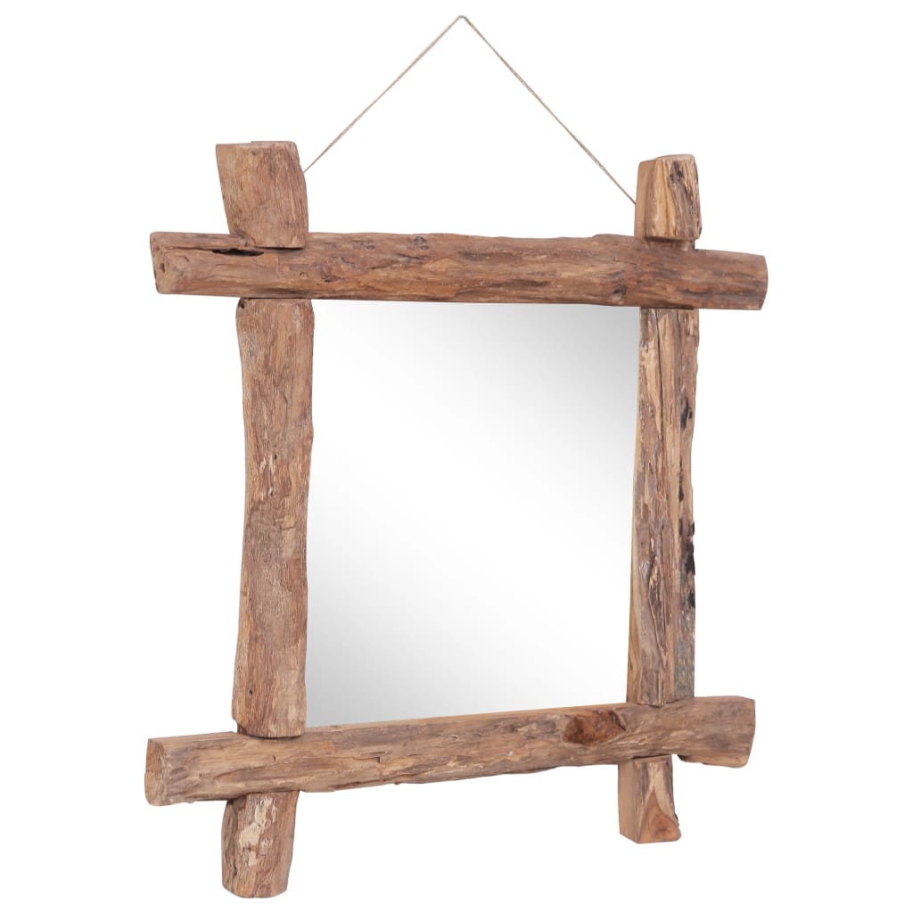 vidaXL Log Mirror Makeup Mirror for Home Hallway Natural Solid Reclaimed Wood-5