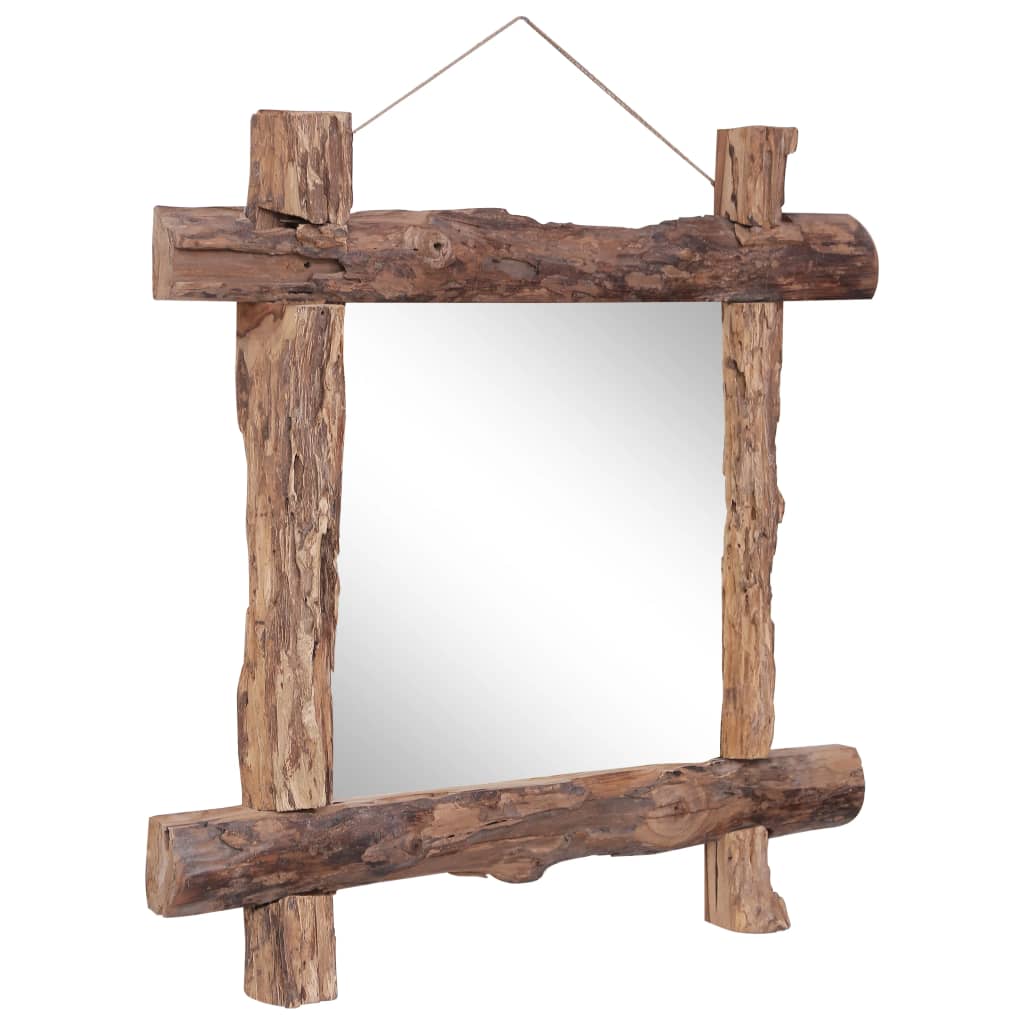 vidaXL Log Mirror Makeup Mirror for Home Hallway Natural Solid Reclaimed Wood-11