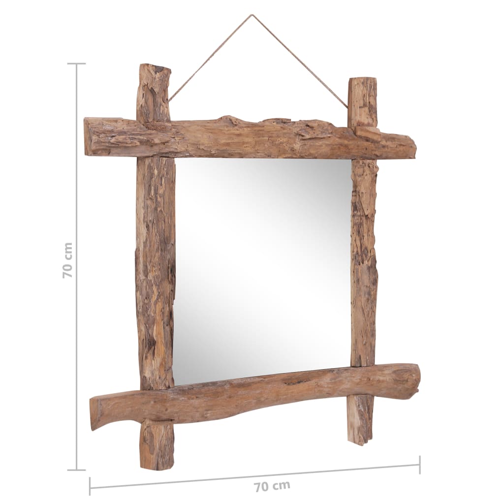 vidaXL Log Mirror Makeup Mirror for Home Hallway Natural Solid Reclaimed Wood-3