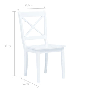 vidaXL Dining Chairs Side Chair for Dining Room 2 Pcs White Solid Wood Rubber-49