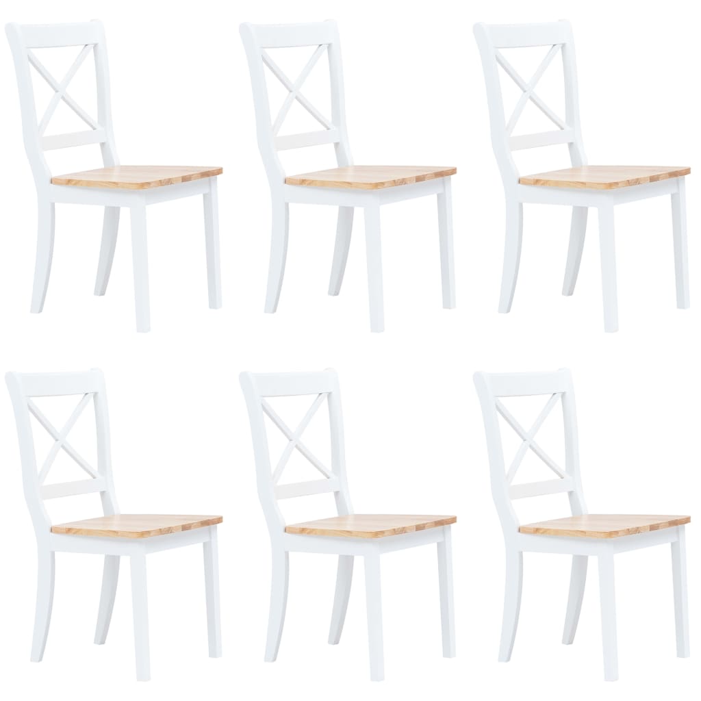 vidaXL Dining Chairs Side Chair for Dining Room 2 Pcs White Solid Wood Rubber-6