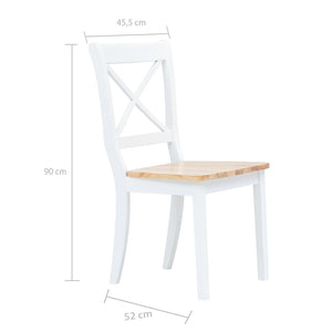 vidaXL Dining Chairs Side Chair for Dining Room 2 Pcs White Solid Wood Rubber-2