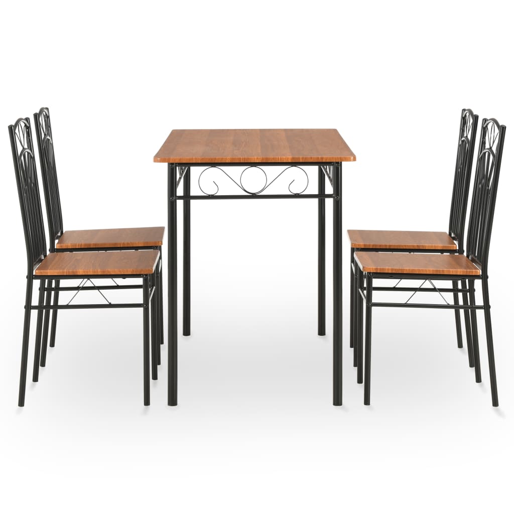 vidaXL Dining Table and Chair Kitchen Dining Set Table MDF and Steel Brown-7