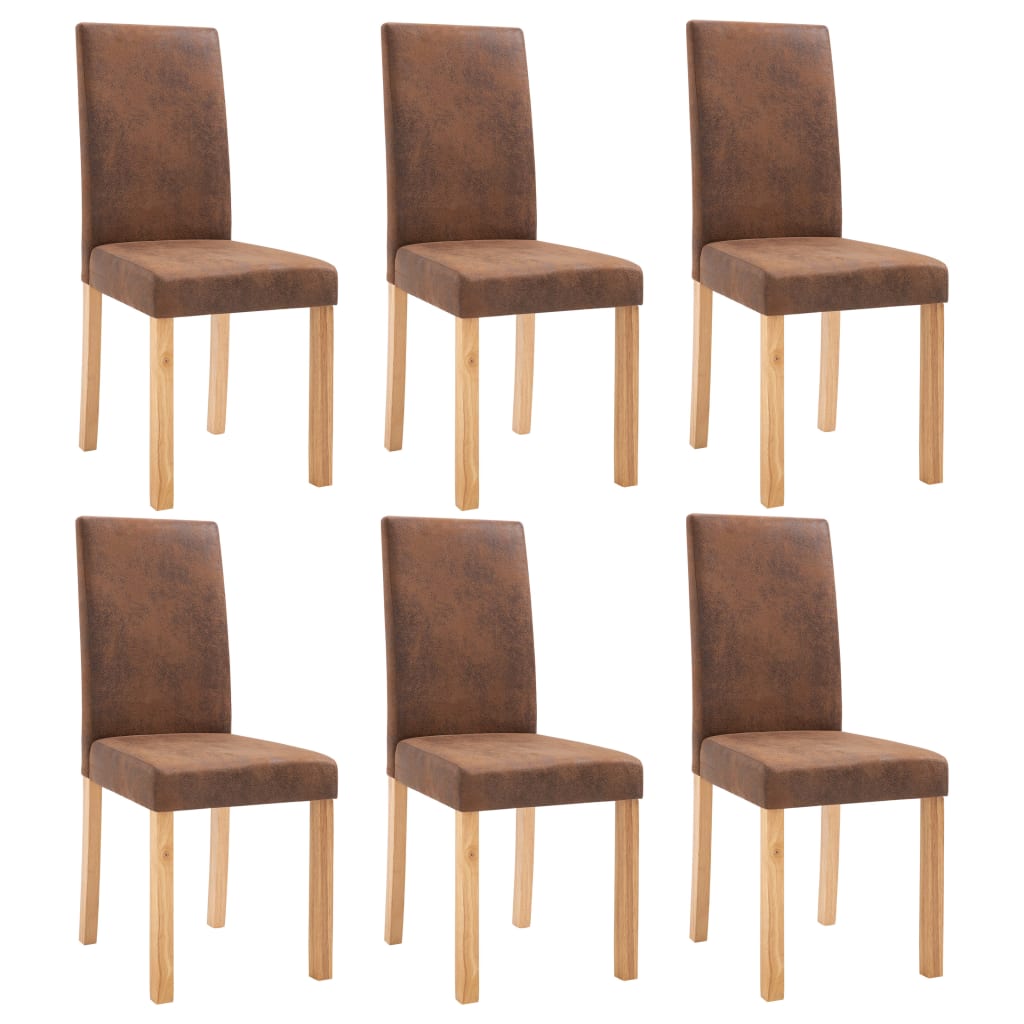 vidaXL Dining Chairs 2 pcs Brown Faux Suede Leather-0