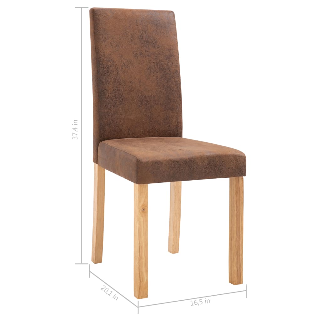 vidaXL Dining Chairs 2 pcs Brown Faux Suede Leather-45