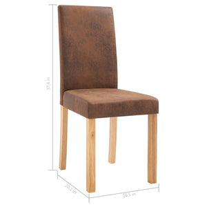 vidaXL Dining Chairs 2 pcs Brown Faux Suede Leather-45