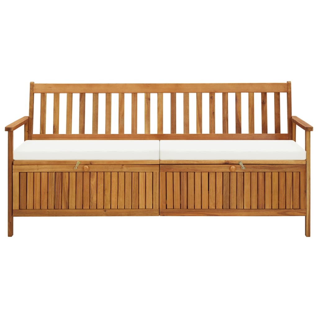 vidaXL Storage Bench with Cushion 66.9" Solid Acacia Wood-8