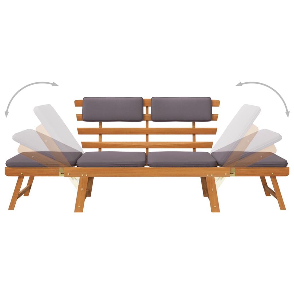 vidaXL Patio Bench Outdoor Garden Bench with Cushions 2-in-1 Solid Wood Acacia-36