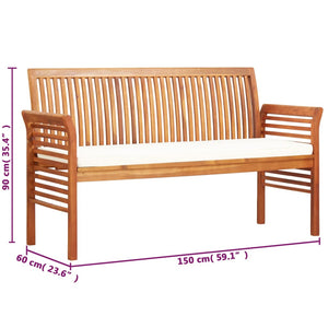 vidaXL Outdoor Patio Bench 2-Seater Patio Bench with Cushion Solid Wood Acacia-7