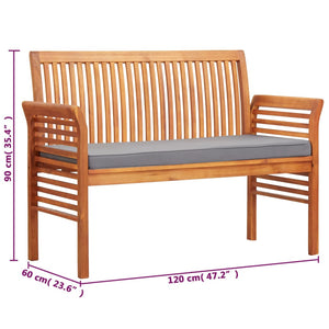 vidaXL Outdoor Patio Bench 2-Seater Patio Bench with Cushion Solid Wood Acacia-13