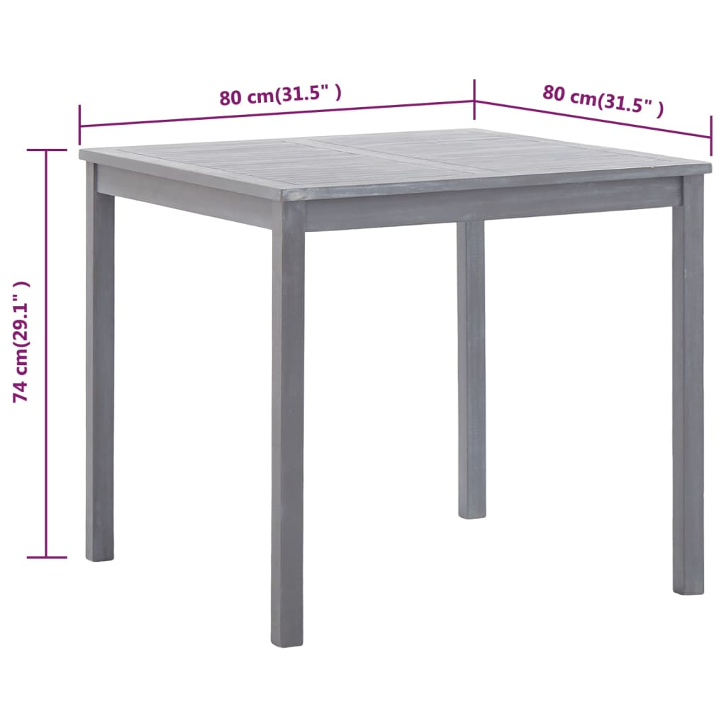 vidaXL Solid Acacia Wood Garden Table Outdoor Dining Furniture Brown/Gray-5