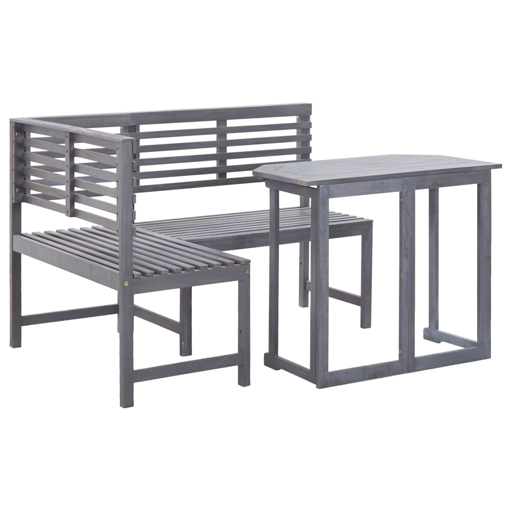 vidaXL Solid Wood Acacia Bistro Set 2 Piece Outdoor Table Bench Brown/Gray-12