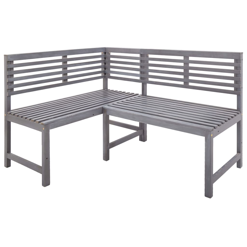 vidaXL Solid Wood Acacia Bistro Set 2 Piece Outdoor Table Bench Brown/Gray-14