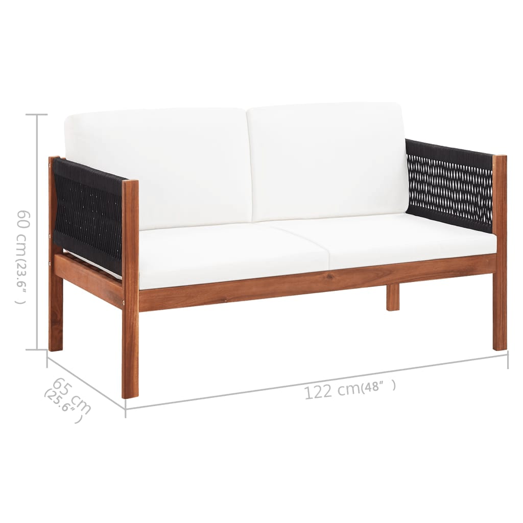 vidaXL Patio Sofa 2-Seater Solid Acacia Wood-5