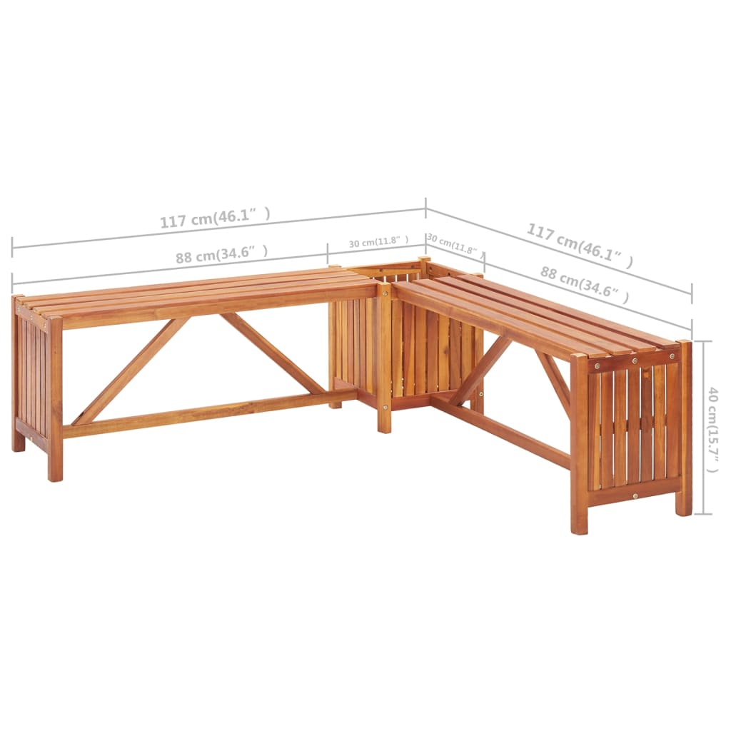 vidaXL Planter Bench Outdoor Garden Wooden Planter Box Bench Solid Wood Acacia-6