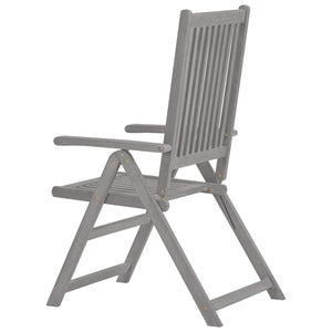 vidaXL Outdoor Recliner Chairs Patio Reclining Chair Gray Solid Wood Acacia-24