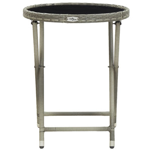 vidaXL Tea Table Gray 23.6" Poly Rattan and Tempered Glass-1