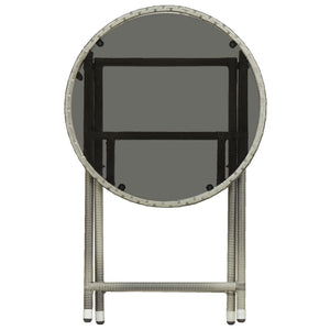 vidaXL Tea Table Gray 23.6" Poly Rattan and Tempered Glass-3