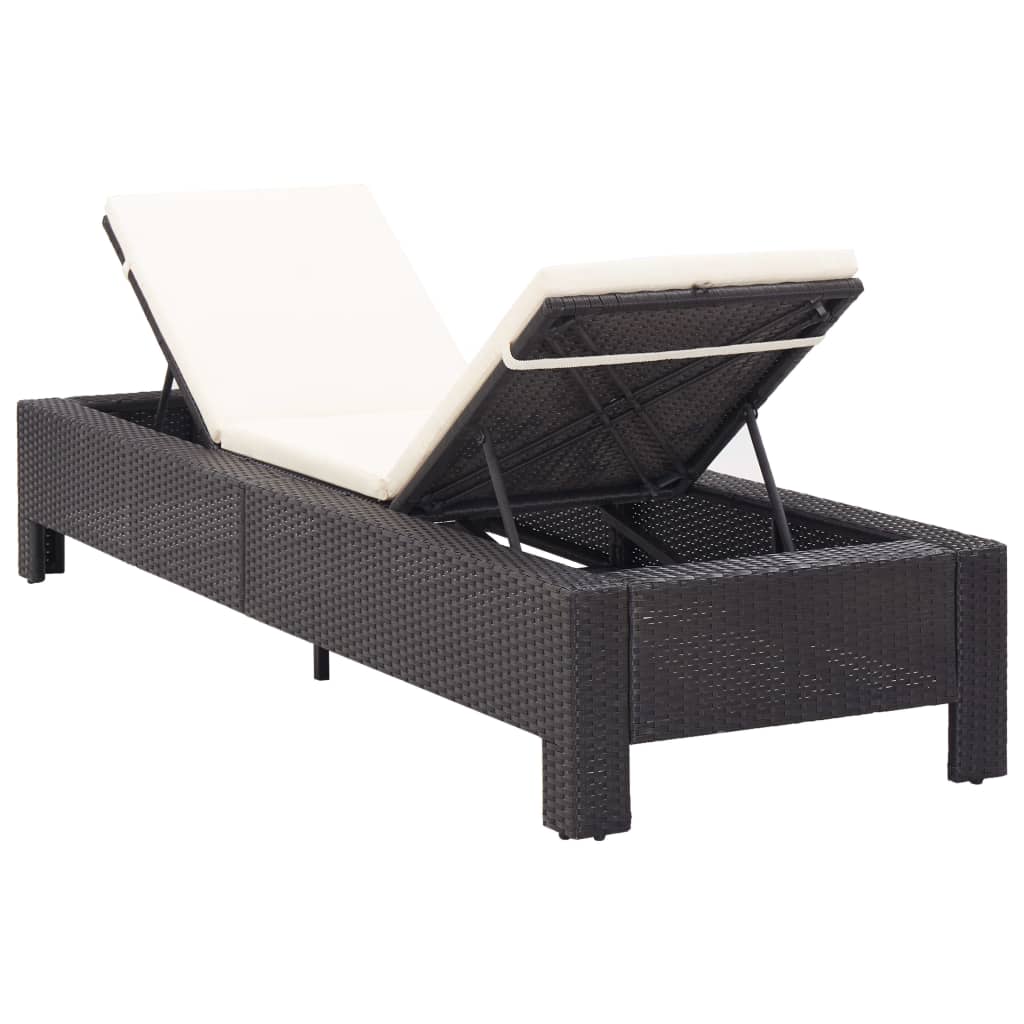 vidaXL Sunbed with Cushion Brown Poly Rattan-8