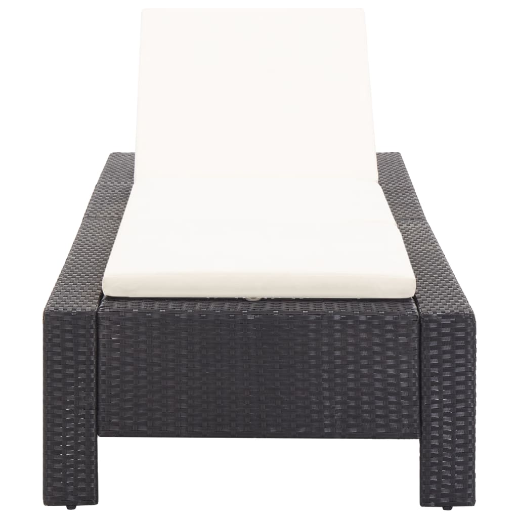 vidaXL Sunbed with Cushion Brown Poly Rattan-16