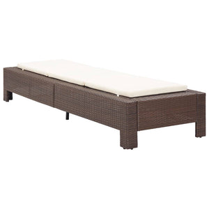 vidaXL Sunbed with Cushion Brown Poly Rattan-21