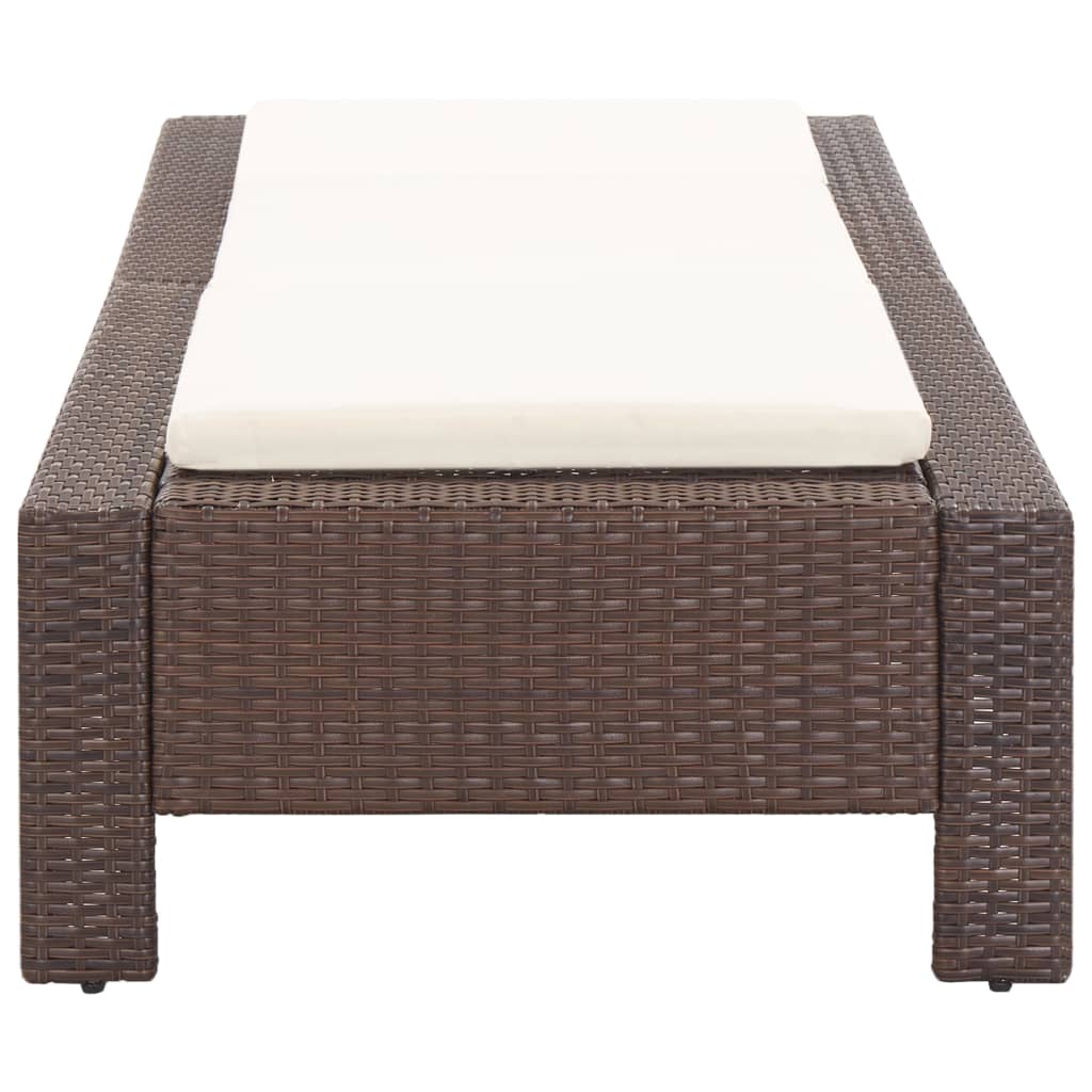 vidaXL Sunbed with Cushion Brown Poly Rattan-25