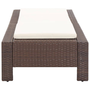 vidaXL Sunbed with Cushion Brown Poly Rattan-25